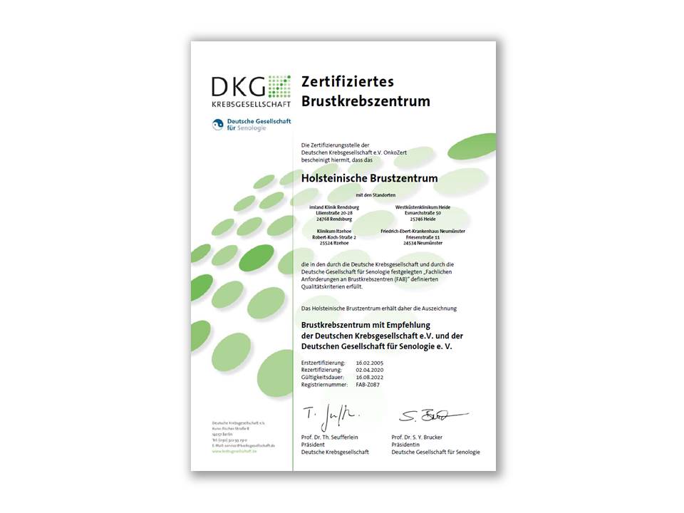 DKG Zertifiziertes Brustkrebszentrum: Holsteinisches Brustkrebszentrum
