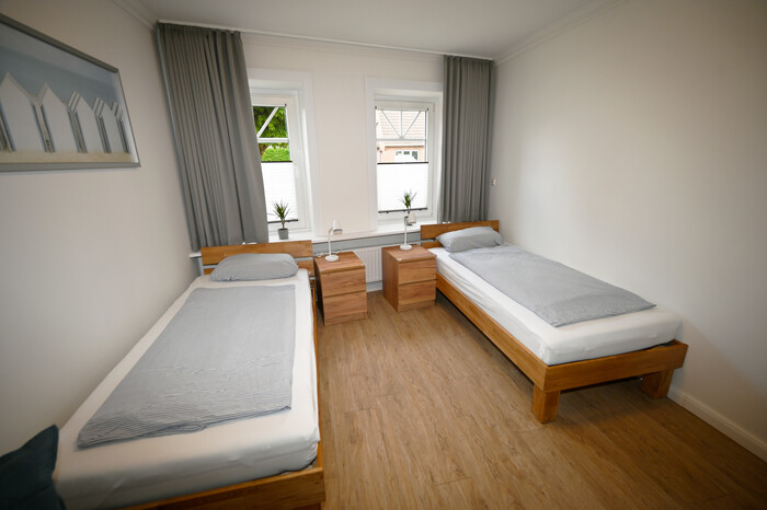 Eines der Schlafzimmer im Erdgeschoss des Boardinghauses.