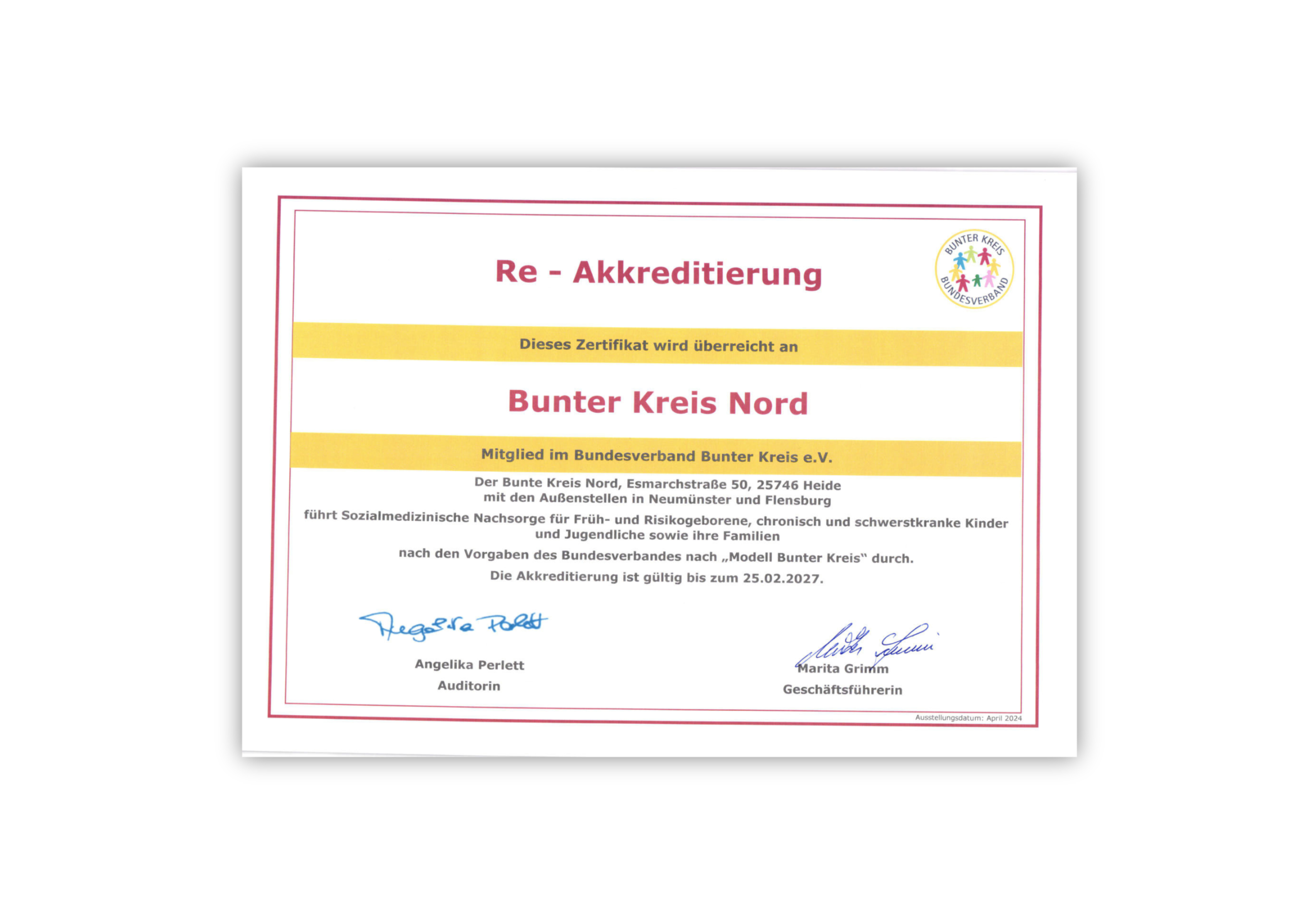 Zertifikat Bunter Kreis Nord