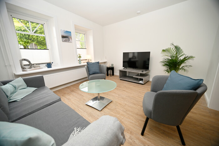 Das Wohnzimmer im Erdgeschoss des Boardinghauses.