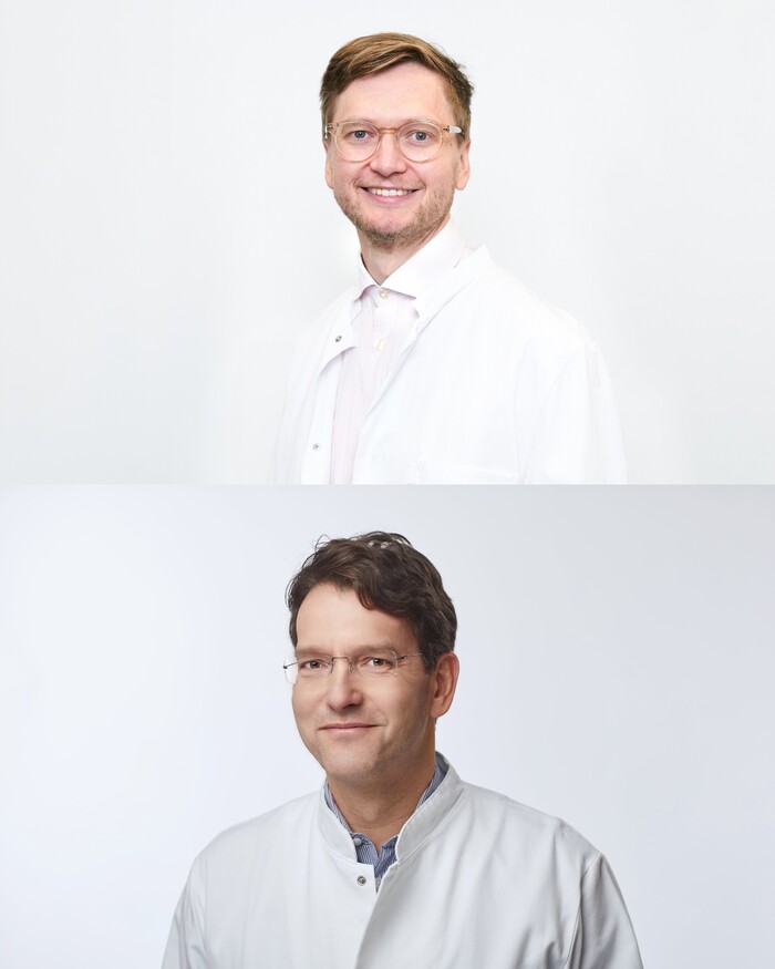 Oberarzt für Gastroenterologie, Dr. Dr. Christer Bäck, MDPhD und der Chefarzt der Klinik für Viszeral und Gefäßmedizin, Prof. Dr. Erik Schlöricke